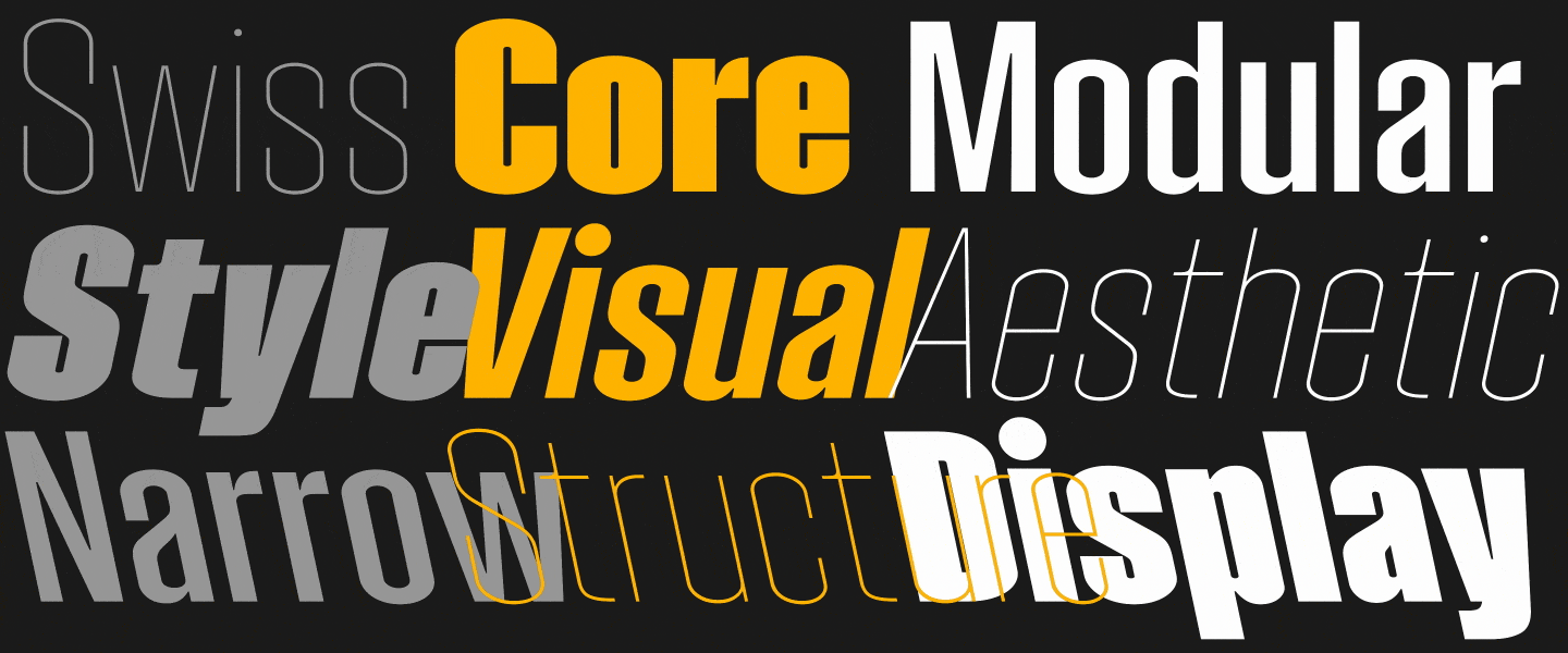 Foundry Arkias displaying descriptor words animation.