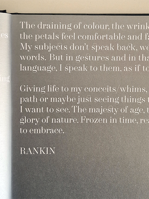 Embrace by Rankin, © Rankin. Introduction text detail, designed by Sea Design, using Foundry Tiento.