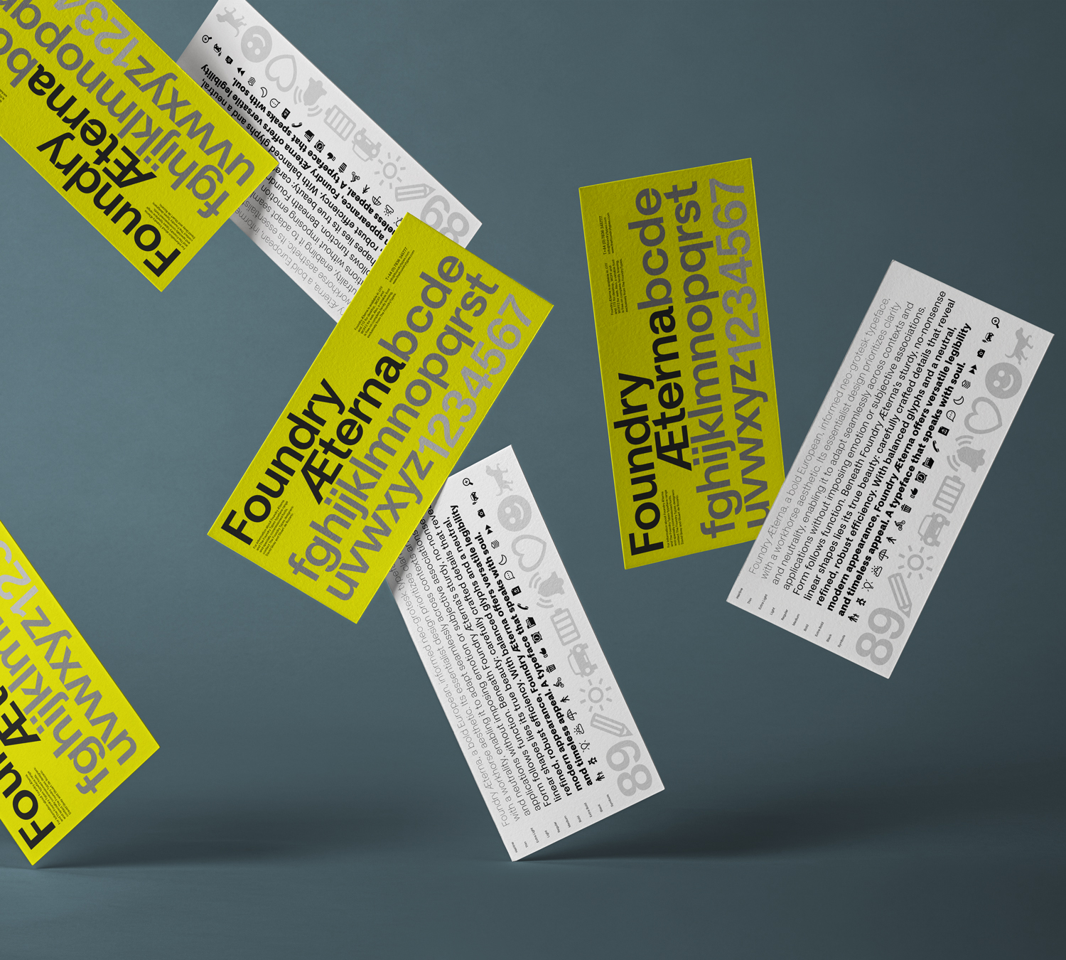 The Foundry flyer cards make a return after 15 years, designed by David Quay/The Foundry Types.
